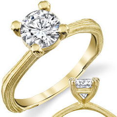 Round Twig Style Bark Solitaire Ring