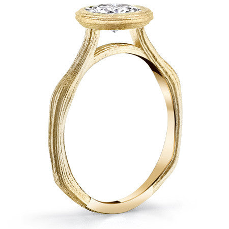 Round Twig Style Bark Bezel Solitaire Ring