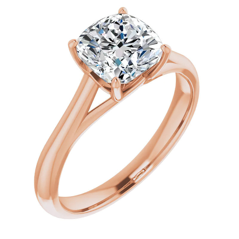 Designer Style Cushion Moissanite Solitaire Ring