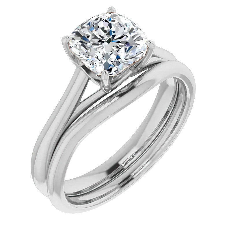 Designer Style Cushion Moissanite Solitaire Ring