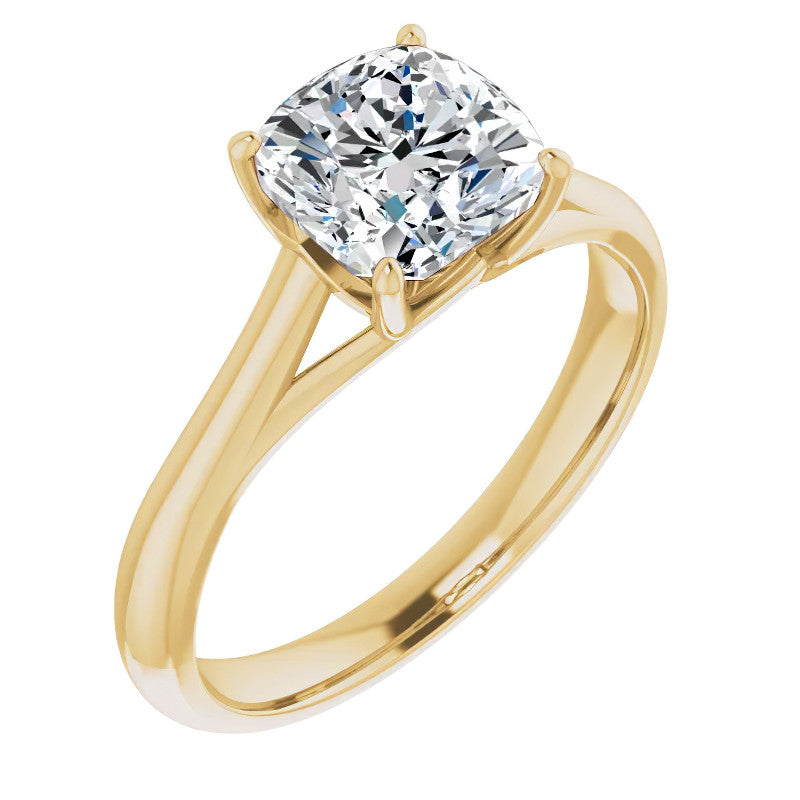 Designer Style Cushion Moissanite Solitaire Ring