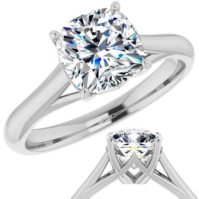 Designer Style Cushion Moissanite Solitaire Ring