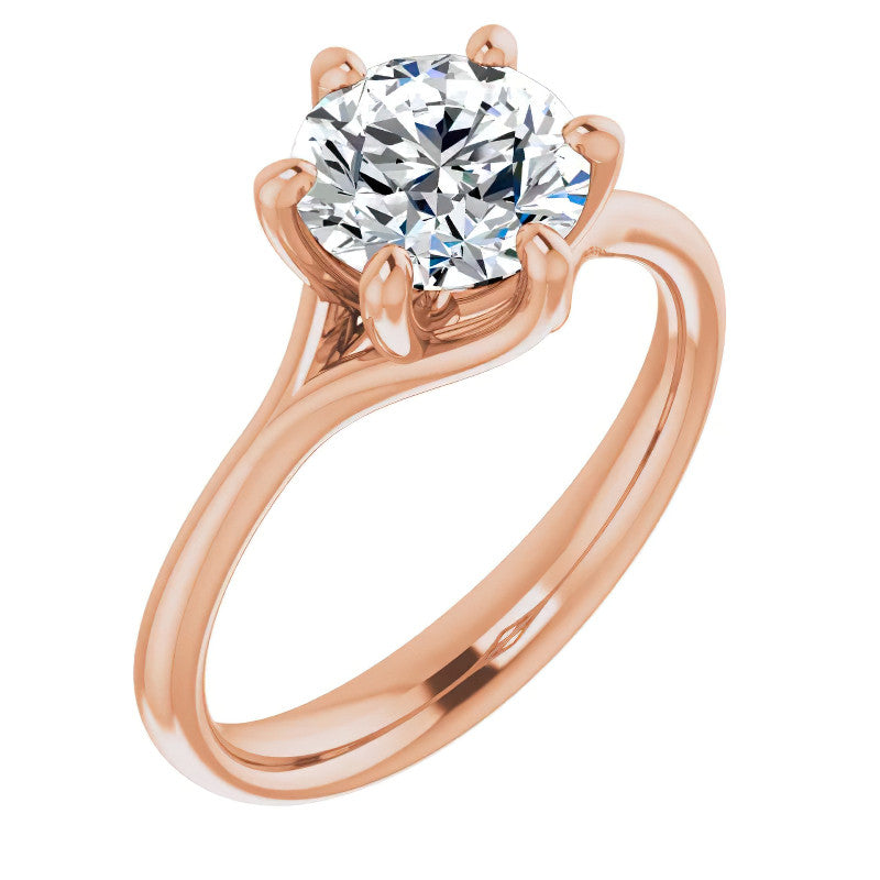 Designer Style 6 Prong Trellis Round Solitaire Ring