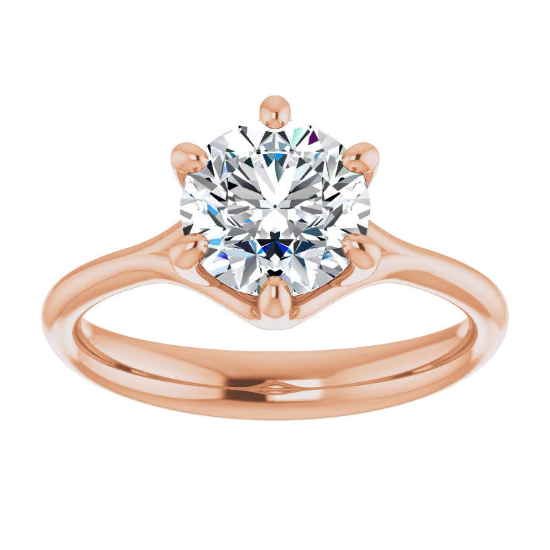 Designer Style 6 Prong Trellis Round Solitaire Ring