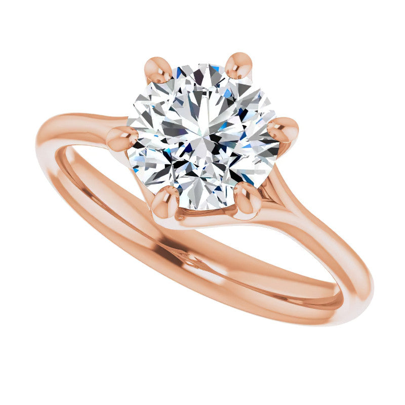 Designer Style 6 Prong Trellis Round Solitaire Ring