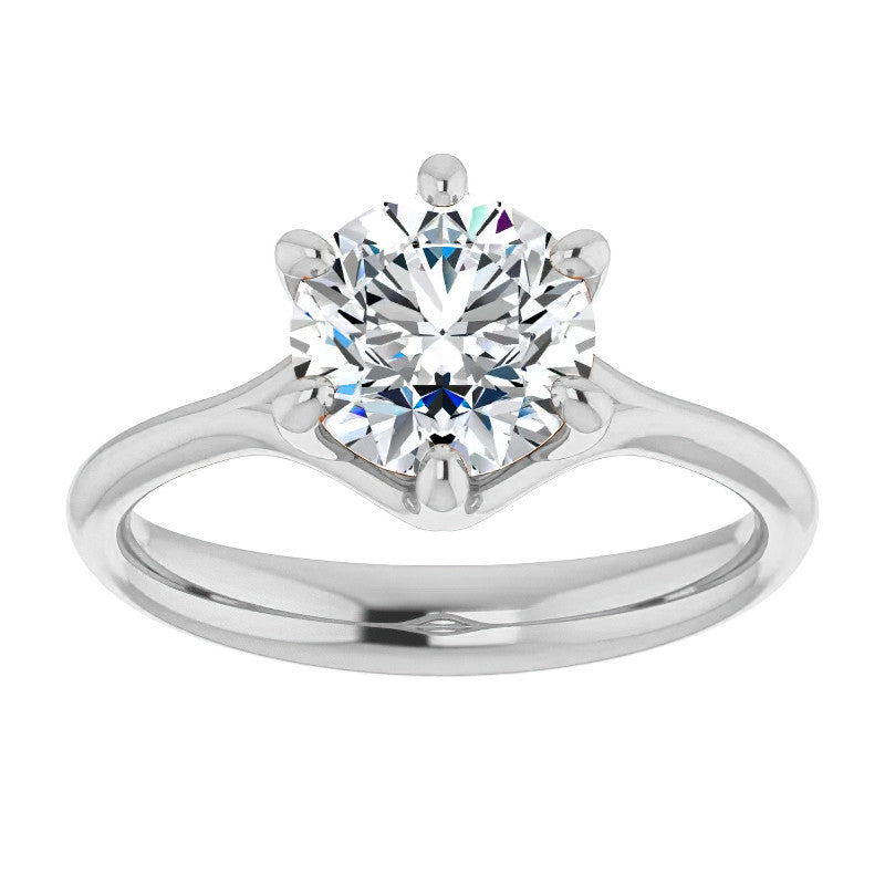 Designer Style 6 Prong Trellis Round Solitaire Ring