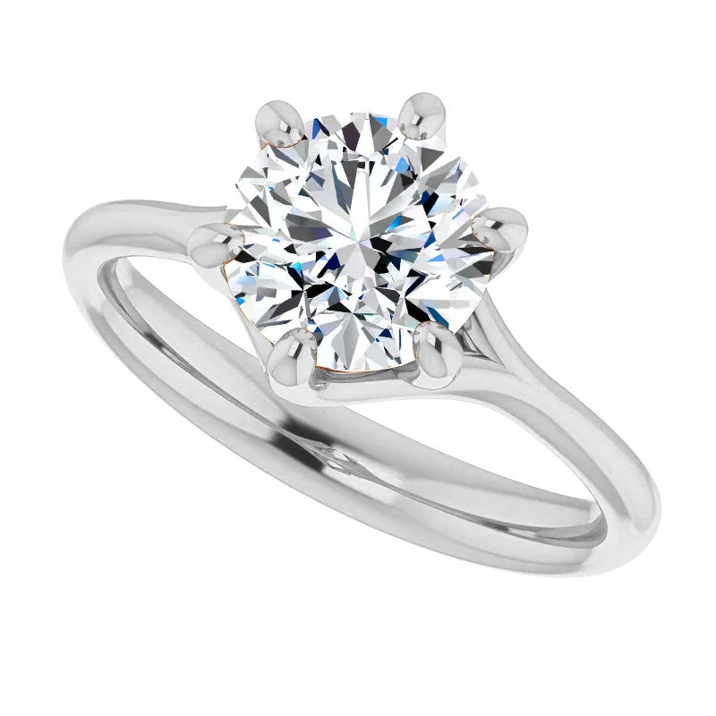 Designer Style 6 Prong Trellis Round Solitaire Ring