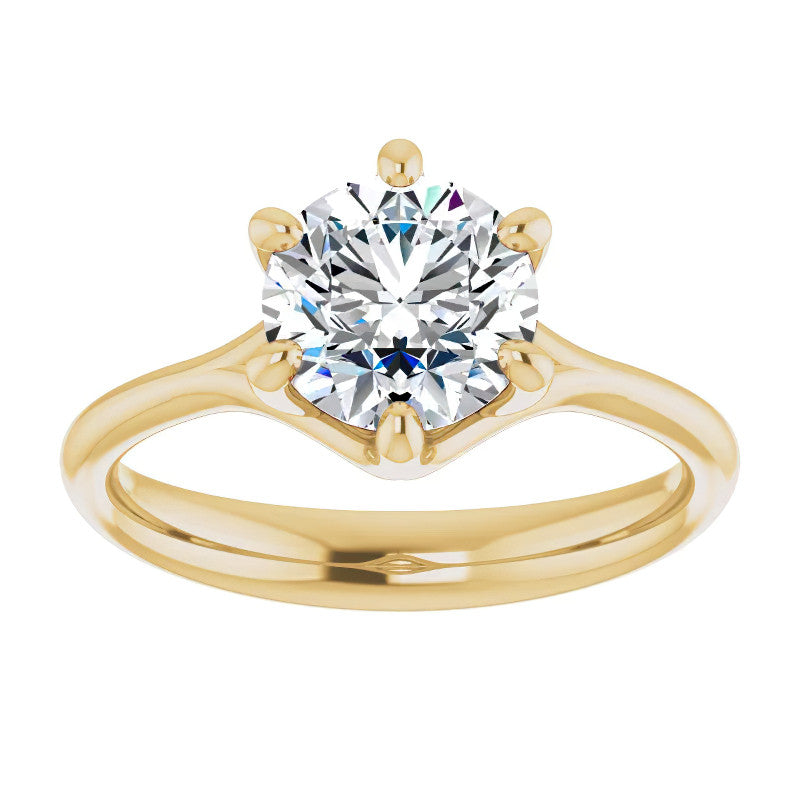 Designer Style 6 Prong Trellis Round Solitaire Ring
