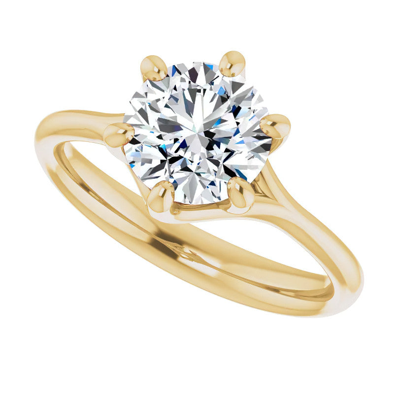Designer Style 6 Prong Trellis Round Solitaire Ring