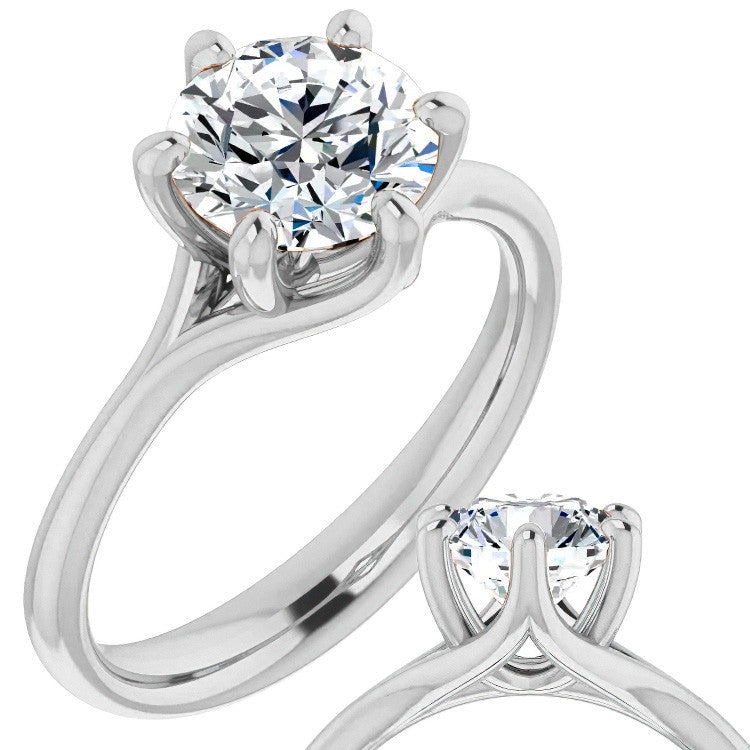 Designer Style 6 Prong Trellis Round Solitaire Ring