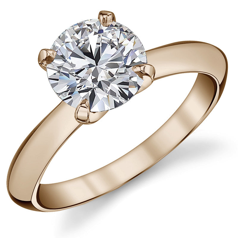 Round Brilliant Moissanite Tapered Knife Edge Solitaire Ring