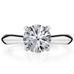 Round Brilliant Moissanite Tapered Knife Edge Solitaire Ring