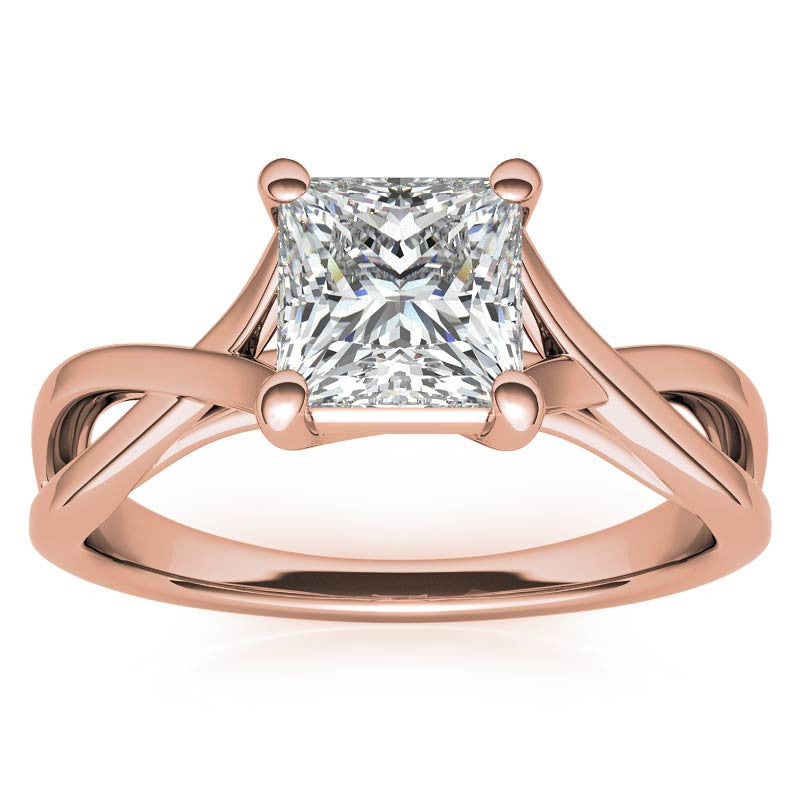 Princess Split Shank Trellis Solitaire Ring