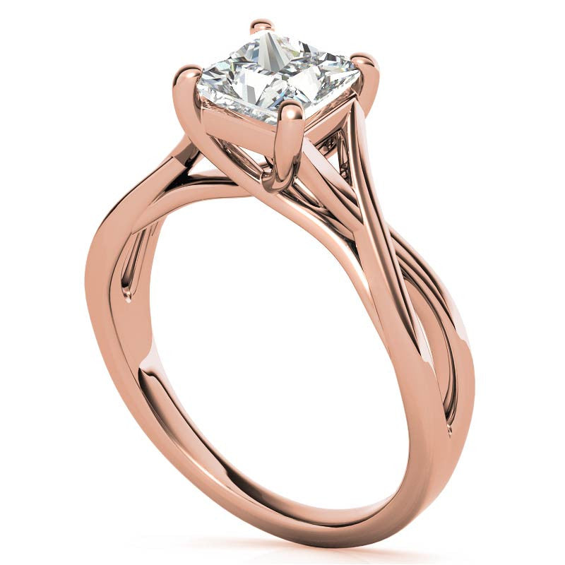 Princess Split Shank Trellis Solitaire Ring
