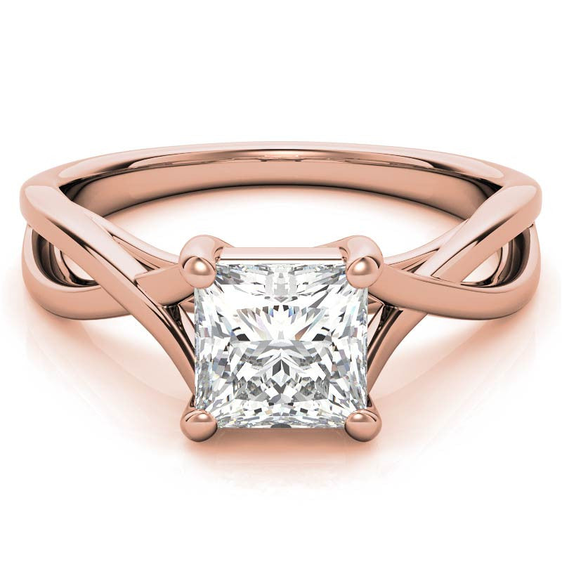 Princess Split Shank Trellis Solitaire Ring