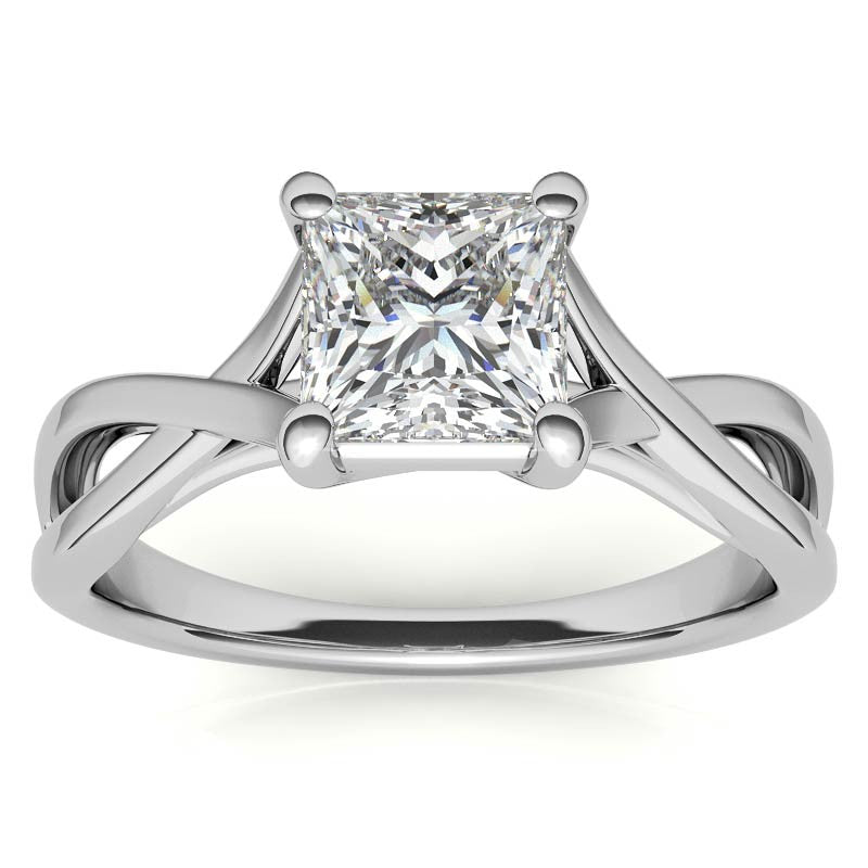 Princess Split Shank Trellis Solitaire Ring