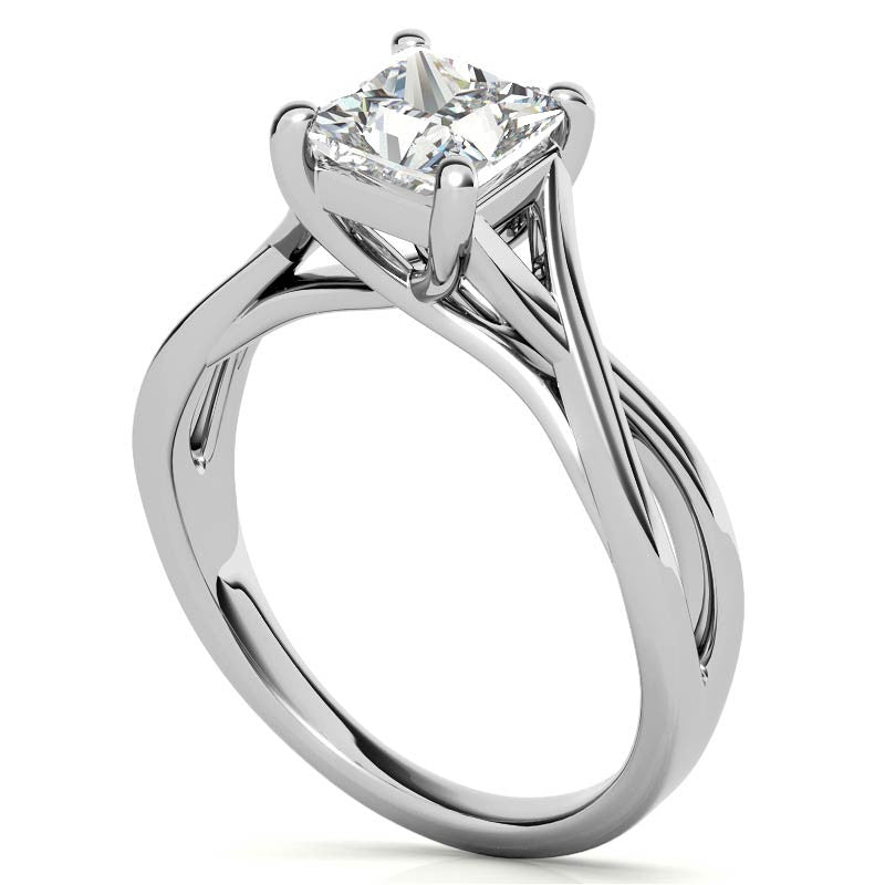 Princess Split Shank Trellis Solitaire Ring