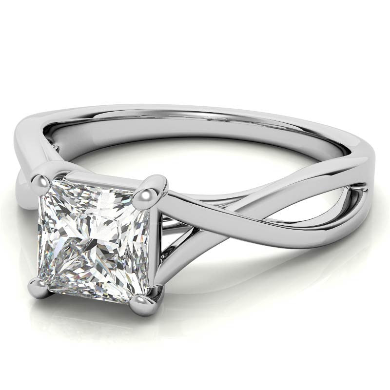 Princess Split Shank Trellis Solitaire Ring