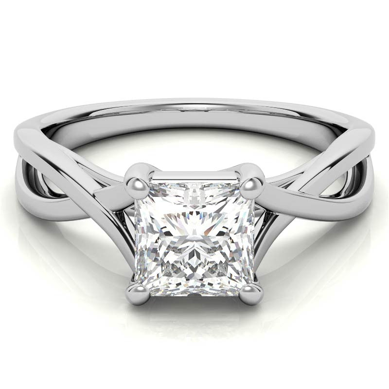 Princess Split Shank Trellis Solitaire Ring