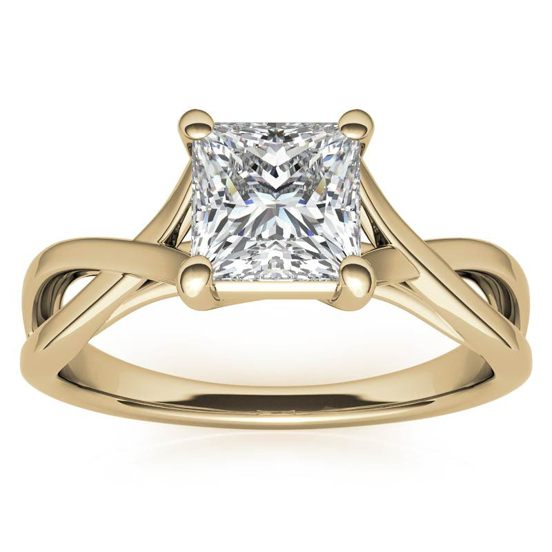 Princess Split Shank Trellis Solitaire Ring