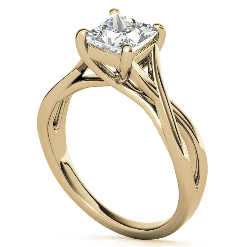 Princess Split Shank Trellis Solitaire Ring