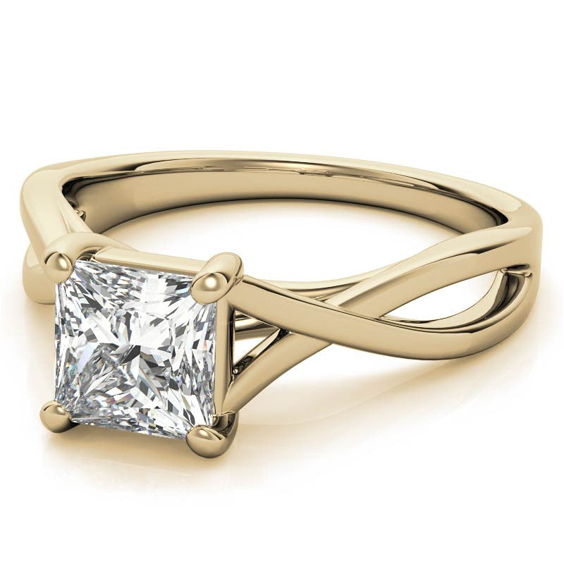 Princess Split Shank Trellis Solitaire Ring