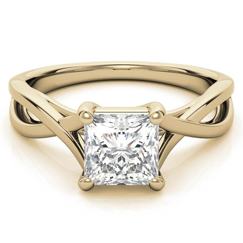 Princess Split Shank Trellis Solitaire Ring