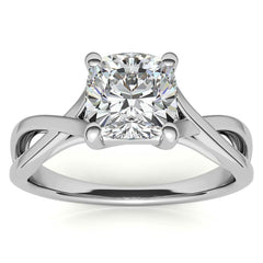 Cushion Cut Split Shank Trellis Round Solitaire Ring