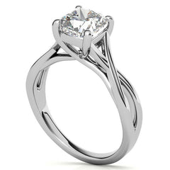 Cushion Cut Split Shank Trellis Round Solitaire Ring