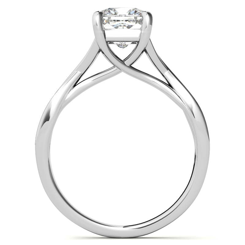 Cushion Cut Split Shank Trellis Round Solitaire Ring