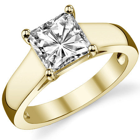 Princess Lower Set Wider Band Solitaire Ring