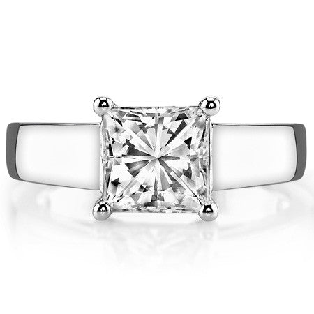 Princess Lower Set Wider Band Solitaire Ring