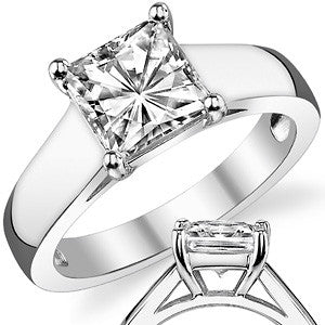 Princess Lower Set Wider Band Solitaire Ring