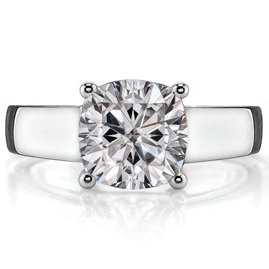 Cushion Lower Set Wider Band Solitaire Ring