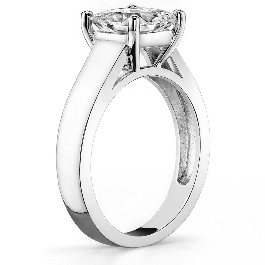 Cushion Lower Set Wider Band Solitaire Ring