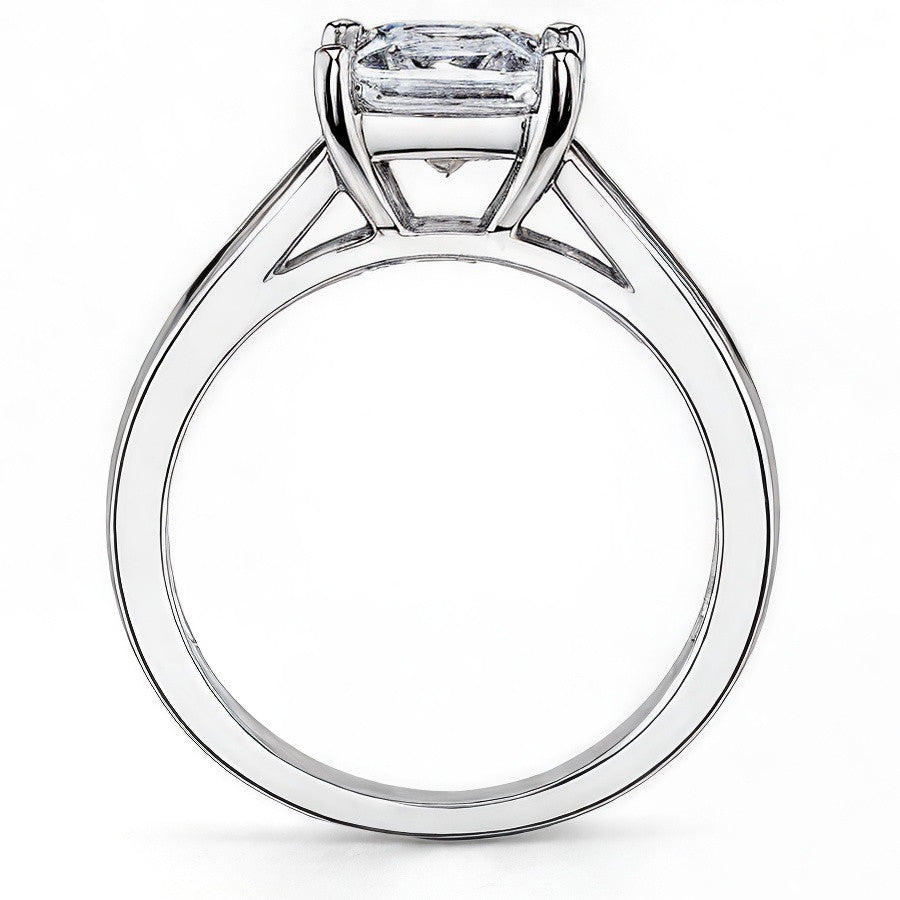 Cushion Lower Set Wider Band Solitaire Ring