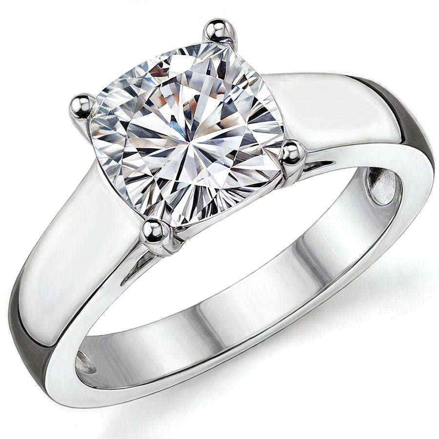 Cushion Lower Set Wider Band Solitaire Ring