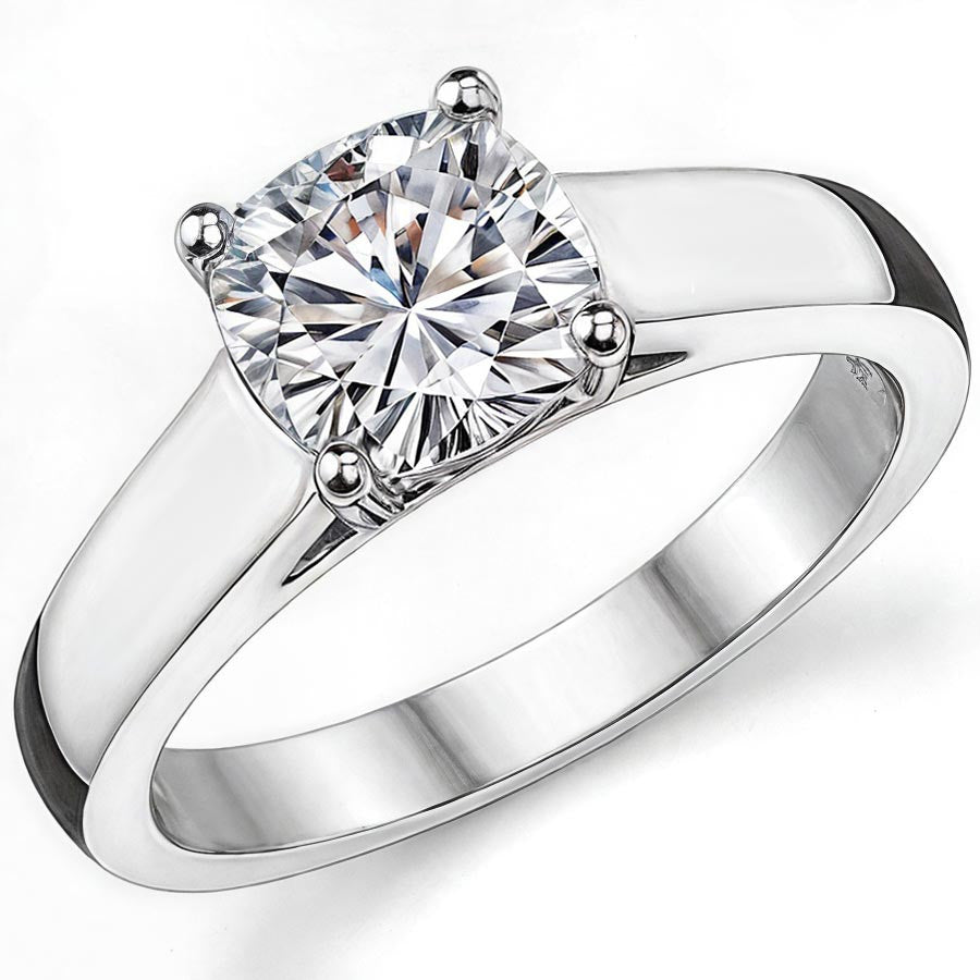 Cushion Lower Set Wider Band Solitaire Ring