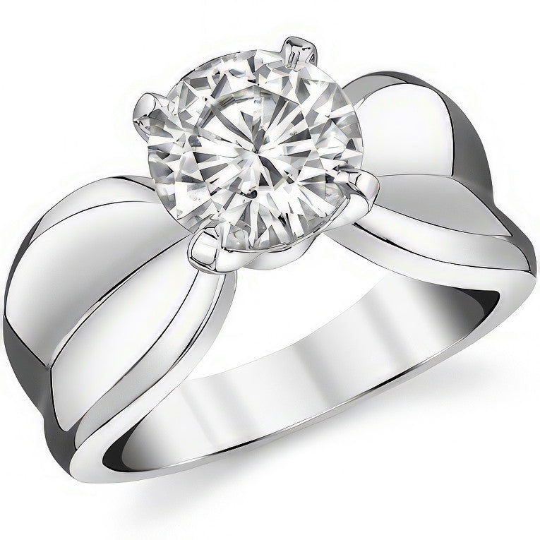 Moissanite Wide Band Solitaire Ring