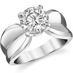 Moissanite Wide Band Solitaire Ring