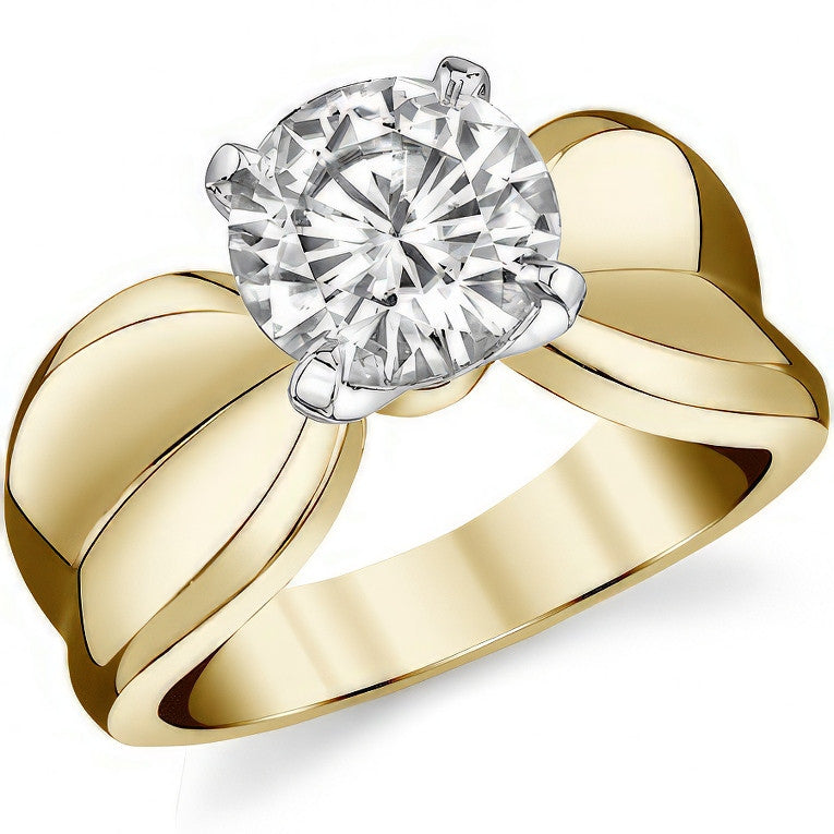 Moissanite Wide Band Solitaire Ring