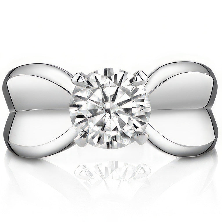 Moissanite Wide Band Solitaire Ring