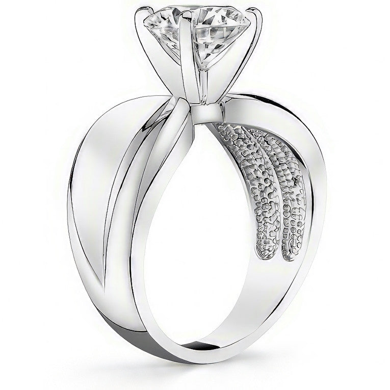 Moissanite Wide Band Solitaire Ring