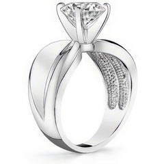 Moissanite Wide Band Solitaire Ring