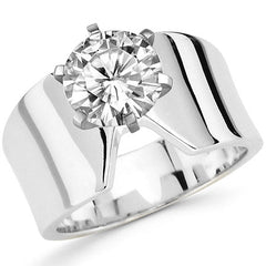 Moissanite Wide Band Solitaire Ring