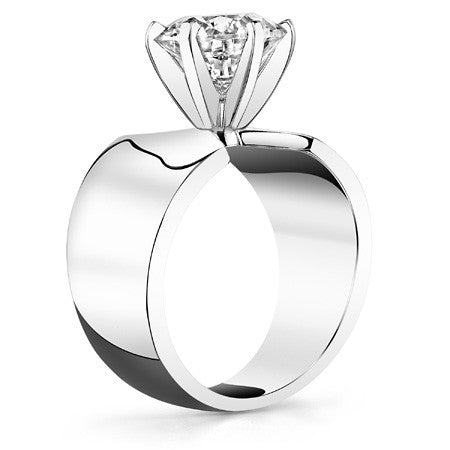 Moissanite Wide Band Solitaire Ring