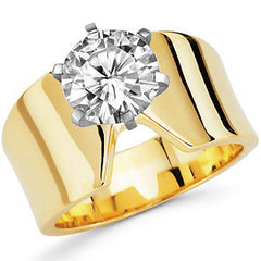 Moissanite Wide Band Solitaire Ring