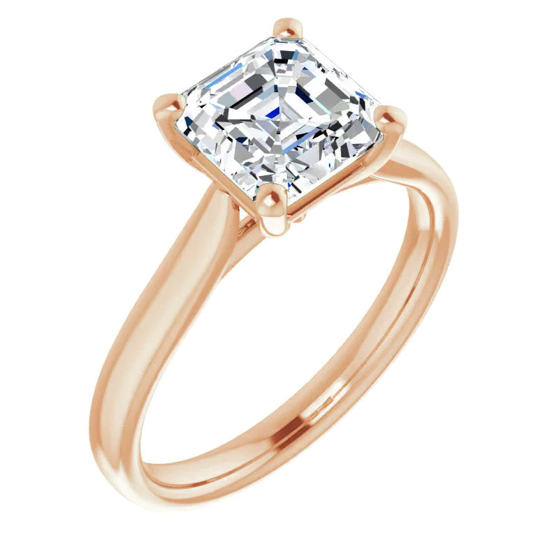 Asscher Cut Moissanite Cathedral Solitaire