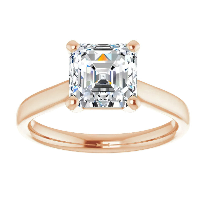 Asscher Cut Moissanite Cathedral Solitaire