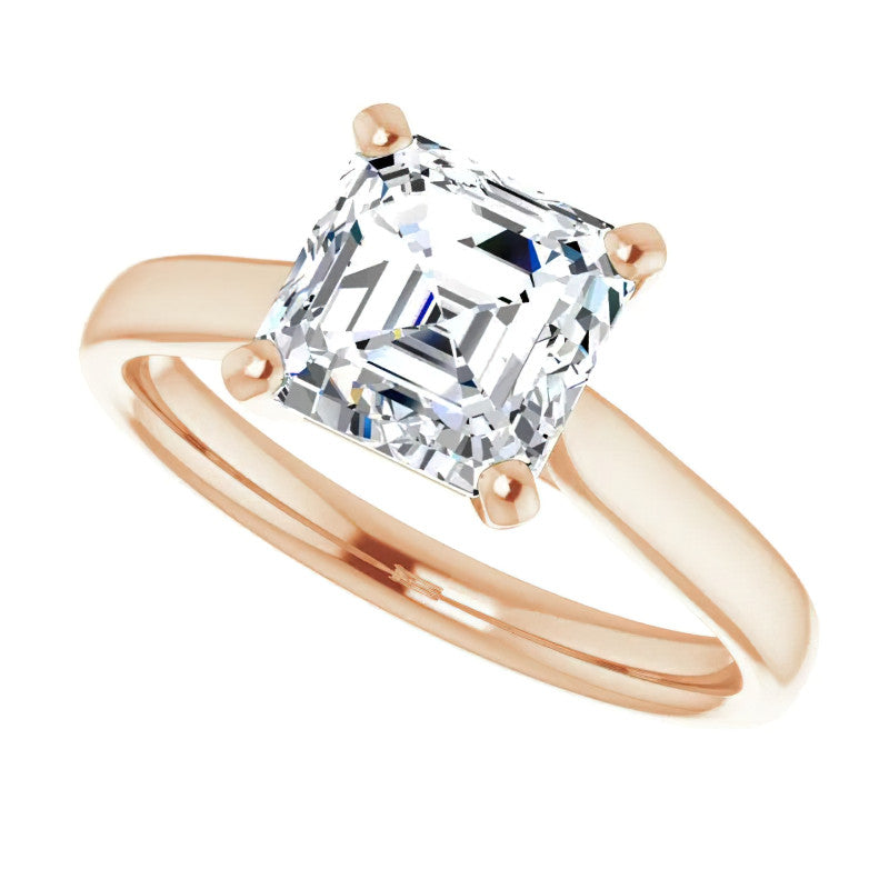 Asscher Cut Moissanite Cathedral Solitaire